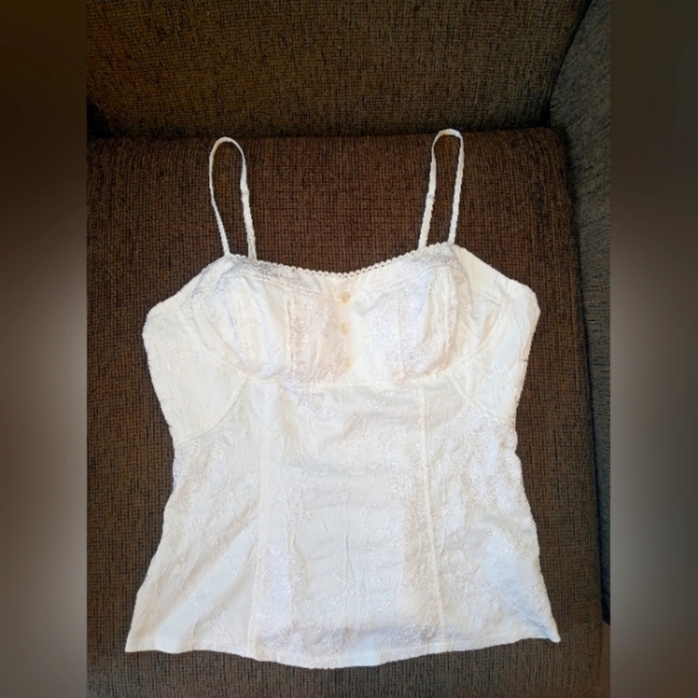 Chime - White Embroidered Busty Top